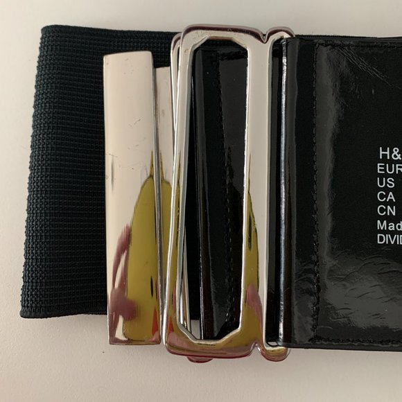 Black H&M Belt Faux Patent Leather and Stretch Fabric - XS - Picture 5 of 7